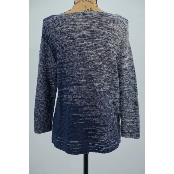 Lucky Brand Women Knit Top Small Blue White Long Sleeve Lightweight Round Neck - Picture 2 of 8